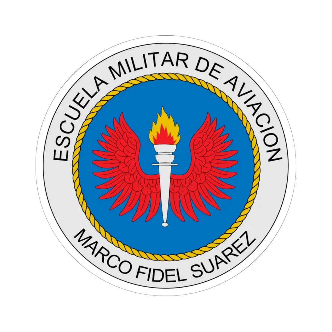 Escudo Escuela de Aviacion MFS (Colombia) (Coat of Arms) STICKER Vinyl Kiss-Cut Decal 6 Inch White - The Sticker Space