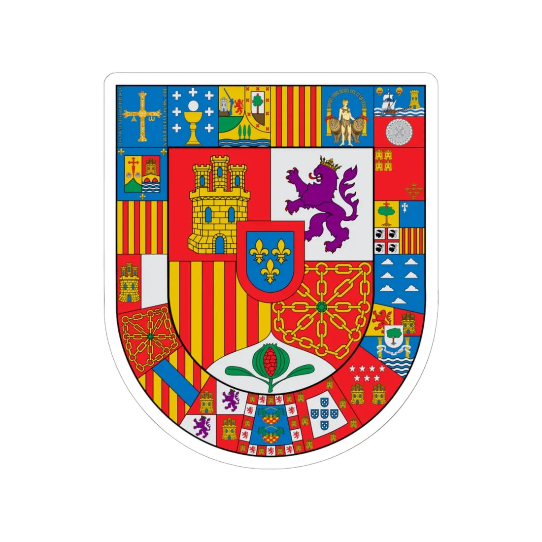 Escudo España Autonómica (Spain) (Coat of Arms) STICKER Vinyl Kiss-Cut Decal 6 Inch White - The Sticker Space