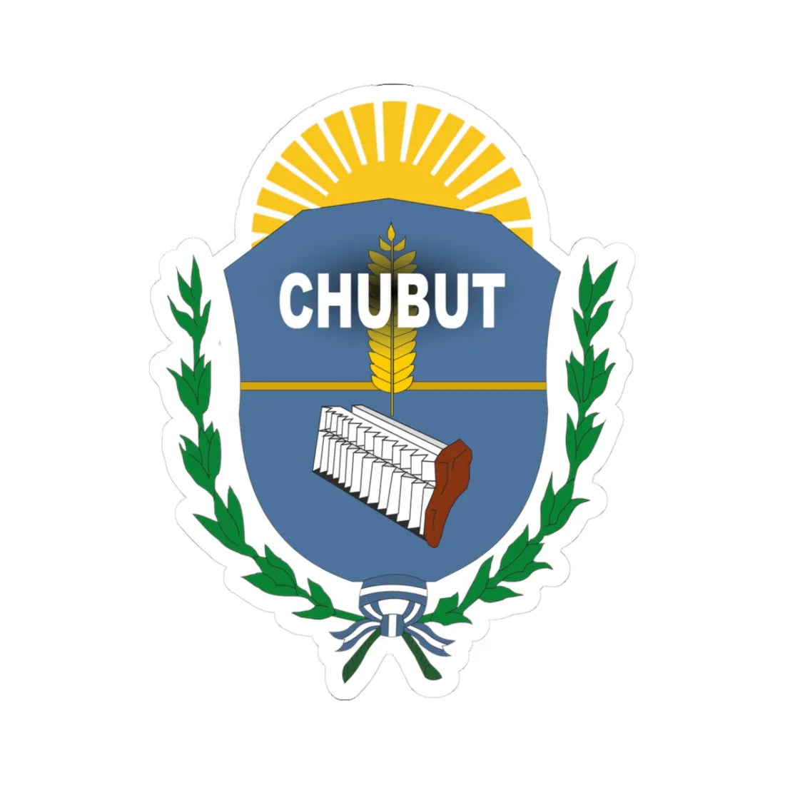 Escudo estilizado de Chubut (Argentina) (Coat of Arms) STICKER Vinyl Kiss-Cut Decal 3 Inch White - The Sticker Space