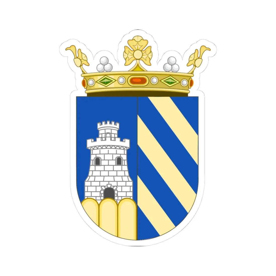 Escudo marquesal Platoni (Spain) (Coat of Arms) STICKER Vinyl Kiss-Cut Decal 3 Inch White - The Sticker Space