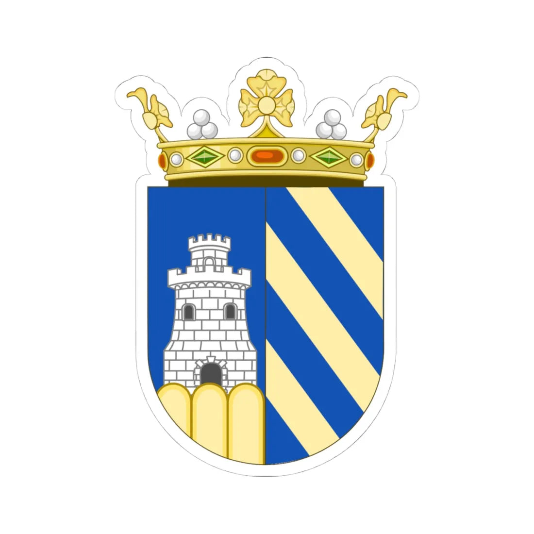 Escudo marquesal Platoni (Spain) (Coat of Arms) STICKER Vinyl Kiss-Cut Decal 4 Inch White - The Sticker Space