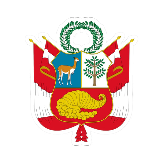 Escudo nacional del Perú (Peru) (Coat of Arms) STICKER Vinyl Kiss-Cut Decal 2 Inch White - The Sticker Space