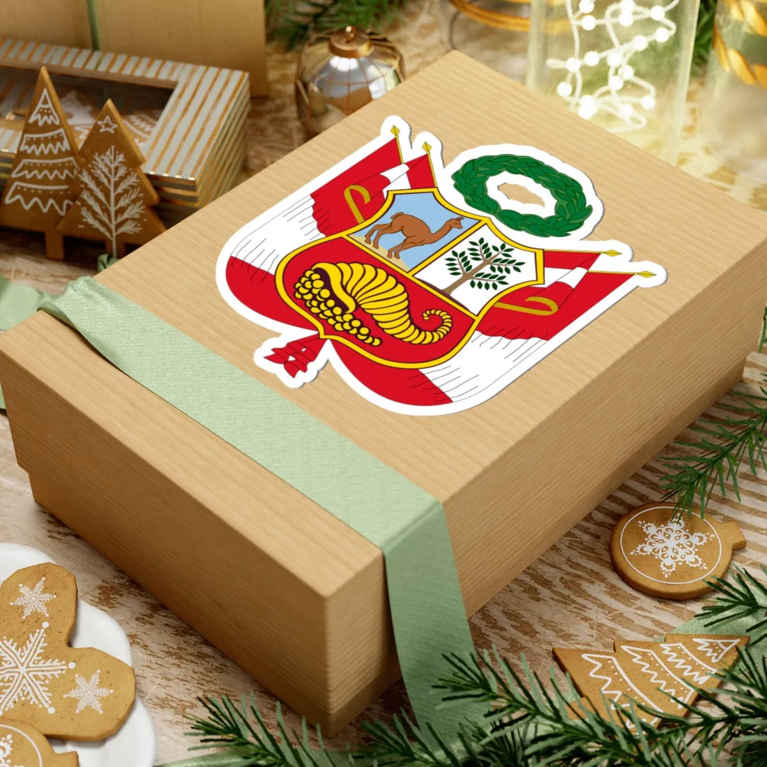 Escudo nacional del Perú versión alternativa (Peru) (Coat of Arms) STICKER Vinyl Kiss-Cut Decal - The Sticker Space