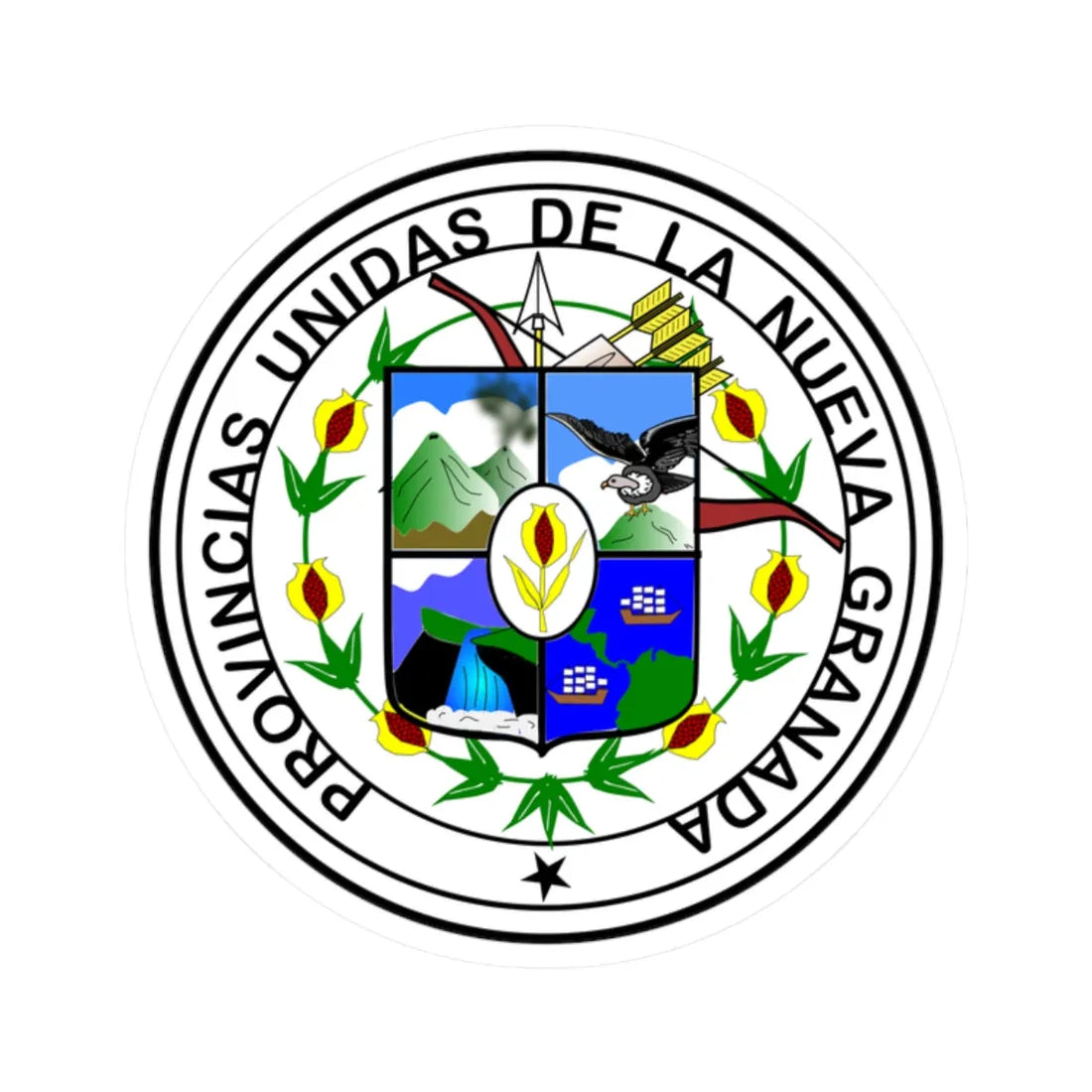 Escudo Provincias Unidas Nueva Granada (Coat of Arms) STICKER Vinyl Kiss-Cut Decal 2 Inch White - The Sticker Space
