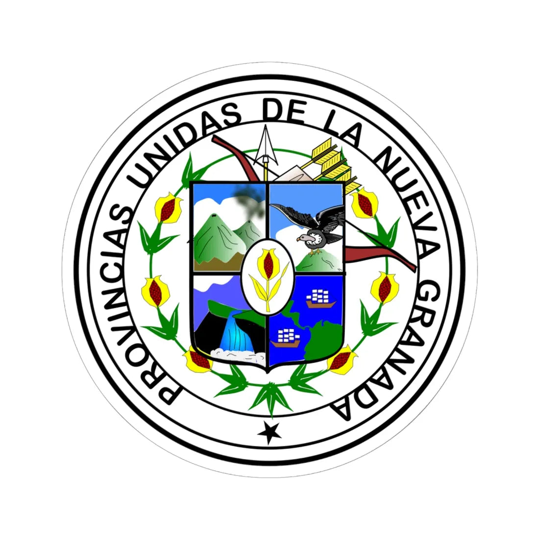 Escudo Provincias Unidas Nueva Granada (Coat of Arms) STICKER Vinyl Kiss-Cut Decal 6 Inch White - The Sticker Space