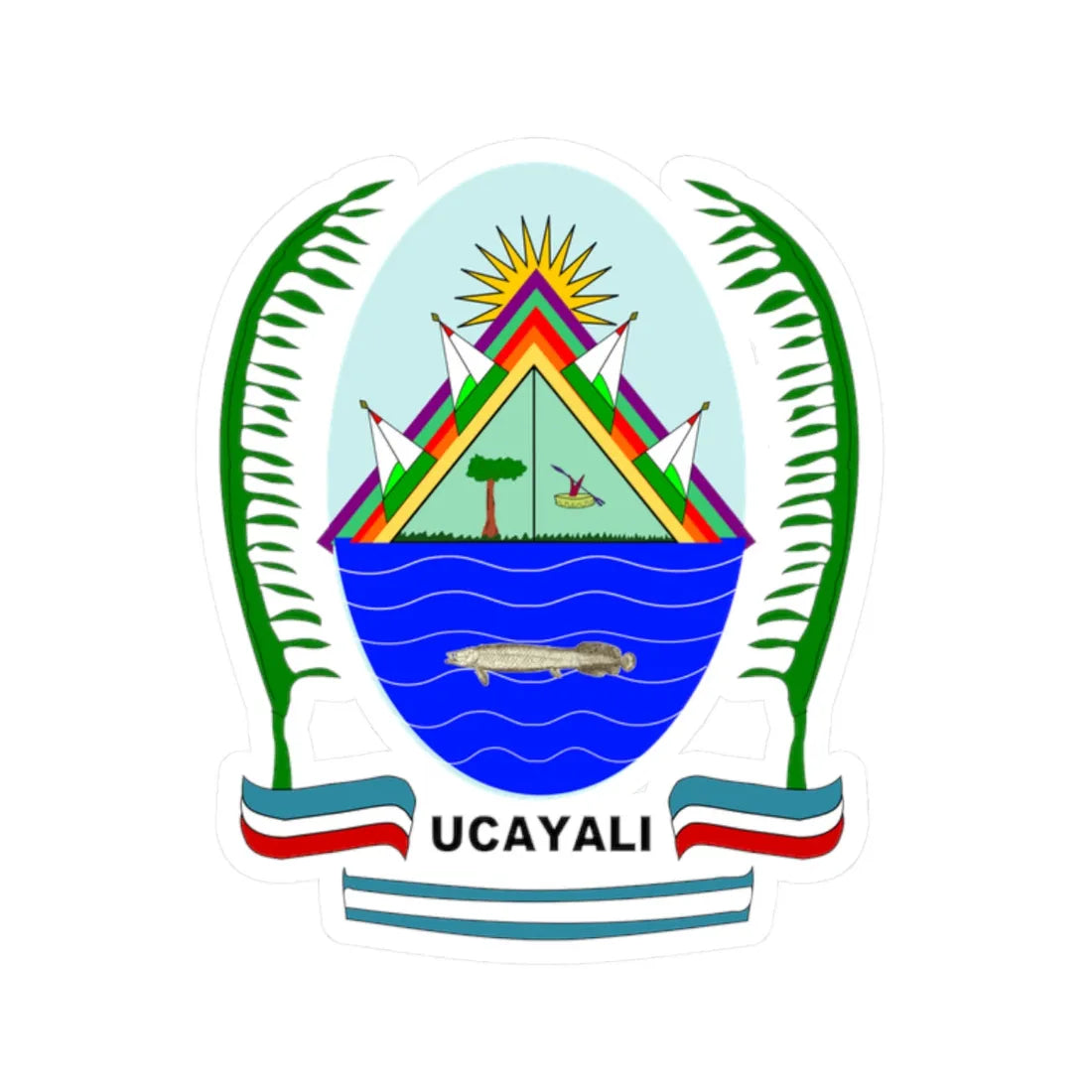 Escudo Región Ucayali (Peru) (Coat of Arms) STICKER Vinyl Kiss-Cut Decal - The Sticker Space