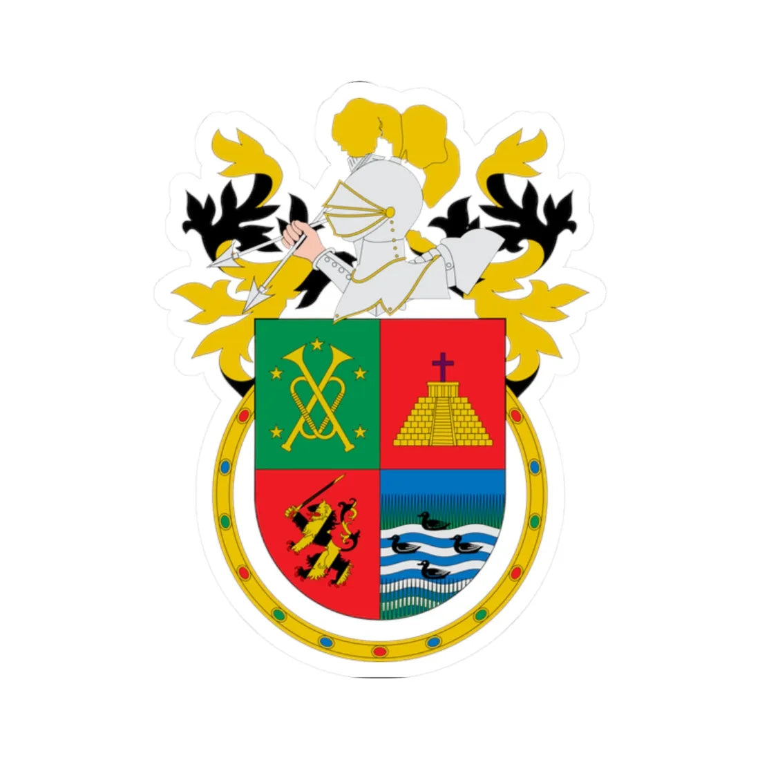 Escudo San Pedro Cholula (Mexico) (Coat of Arms) STICKER Vinyl Kiss-Cut Decal 2 Inch White - The Sticker Space