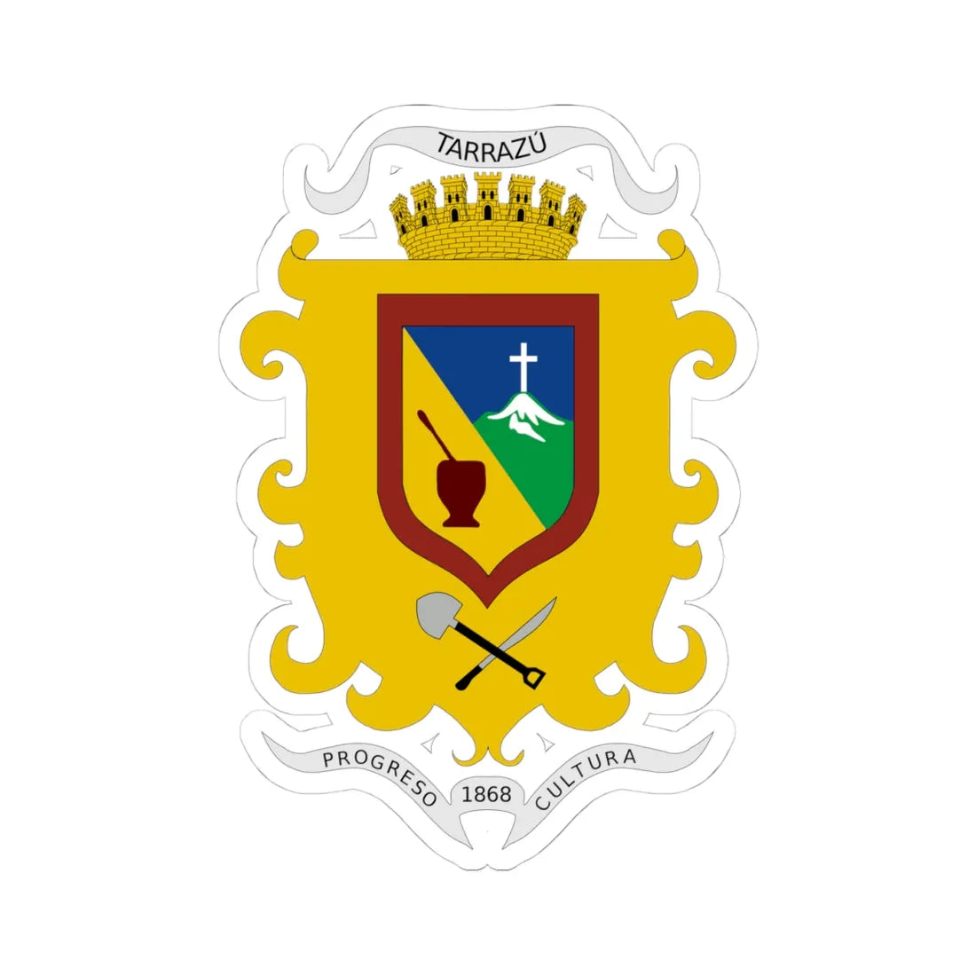 Escudo Tarrazú (Costa Rica) (Coat of Arms) STICKER Vinyl Kiss-Cut Decal 4 Inch White - The Sticker Space