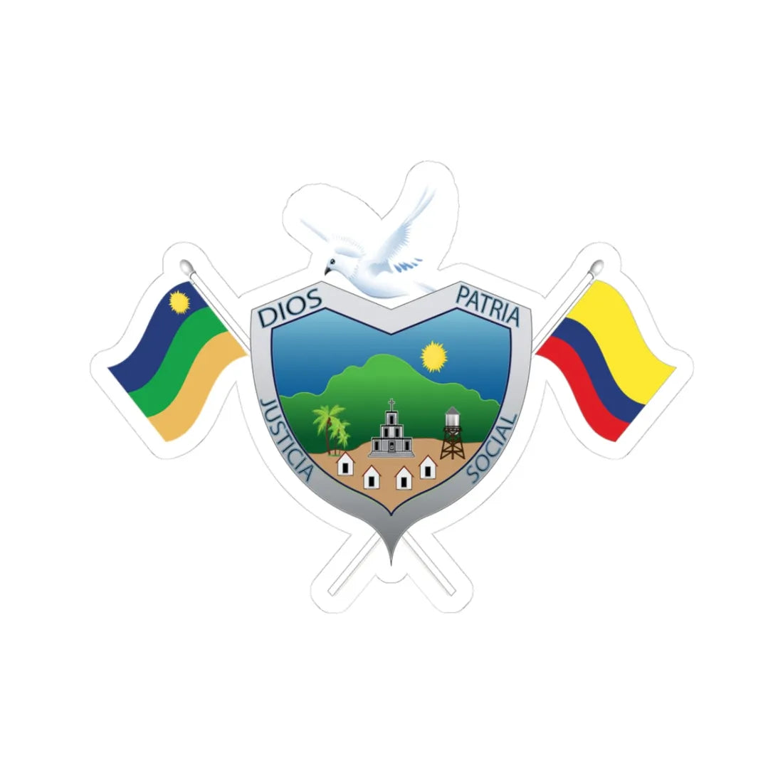 EscudoMunicipioSanCarlos (Colombia) (Coat of Arms) STICKER Vinyl Kiss-Cut Decal 3 Inch White - The Sticker Space