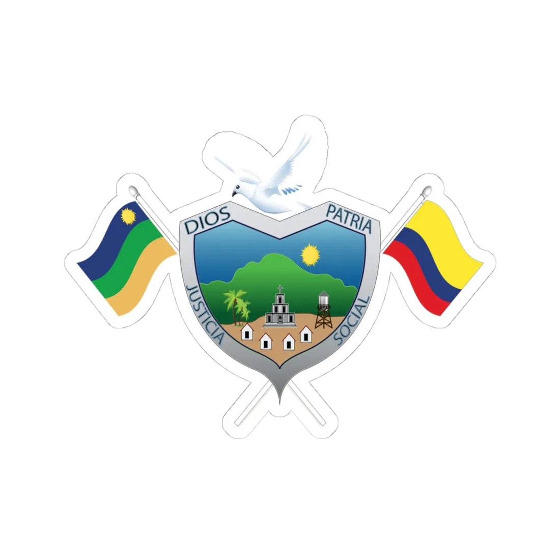 EscudoMunicipioSanCarlos (Colombia) (Coat of Arms) STICKER Vinyl Kiss-Cut Decal 4 Inch White - The Sticker Space