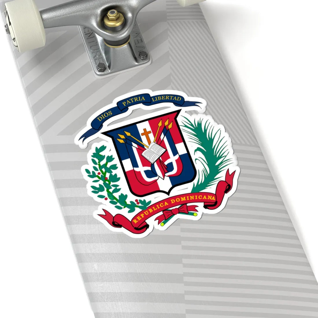 Escudorepublicadominicanacheposocasicasi (Dominica) (Coat of Arms) STICKER Vinyl Kiss-Cut Decal - The Sticker Space