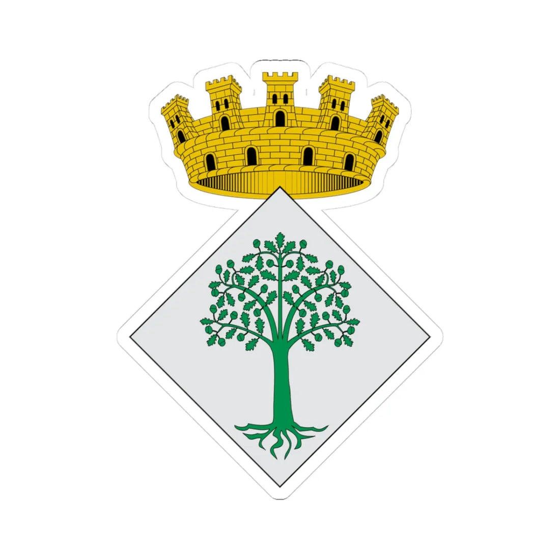 Escut dAlcarràs (Spain) (Coat of Arms) STICKER Vinyl Kiss-Cut Decal 3 Inch White - The Sticker Space