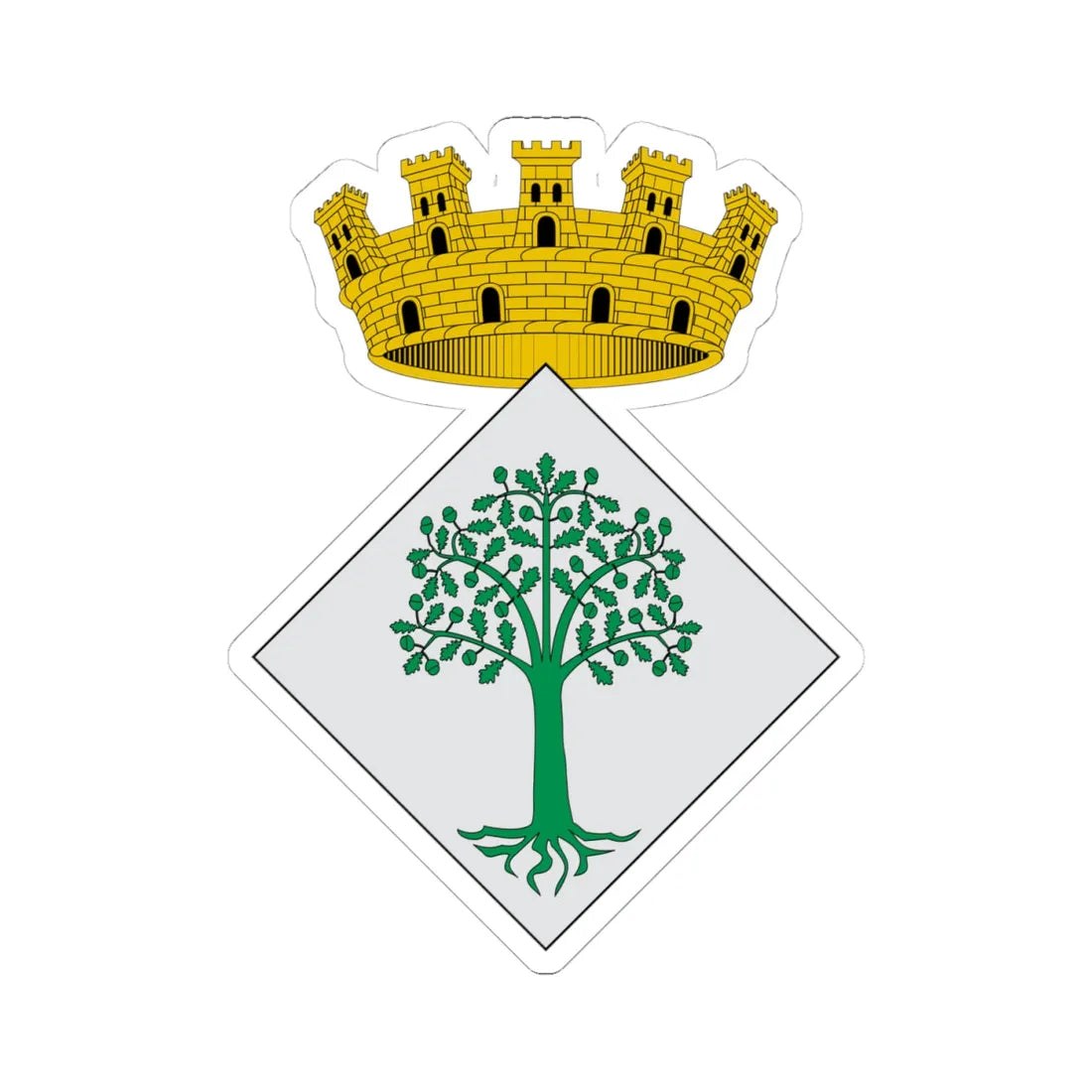 Escut dAlcarràs (Spain) (Coat of Arms) STICKER Vinyl Kiss-Cut Decal 4 Inch White - The Sticker Space