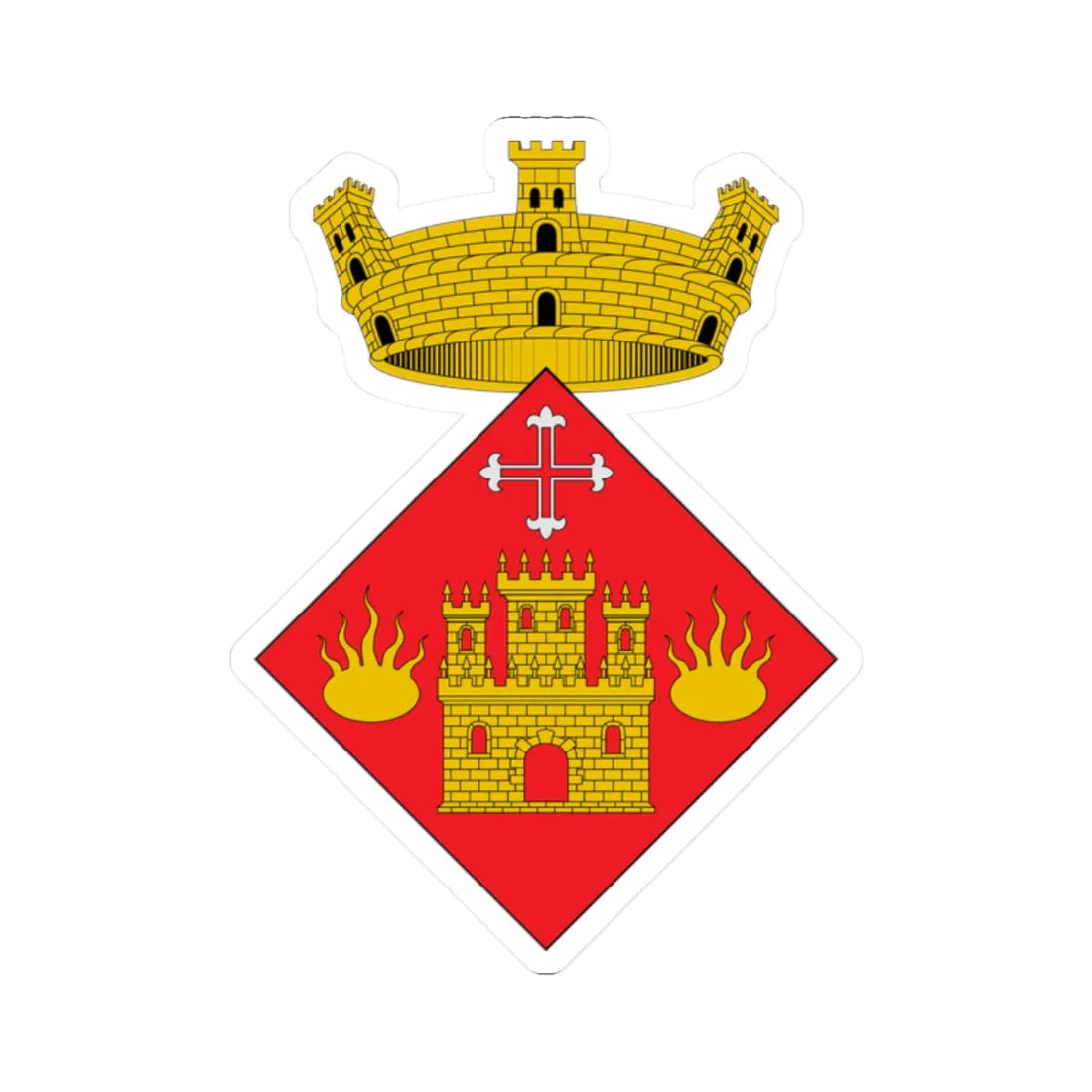 Escut de Brunyola (Spain) (Coat of Arms) STICKER Vinyl Kiss-Cut Decal 2 Inch White - The Sticker Space