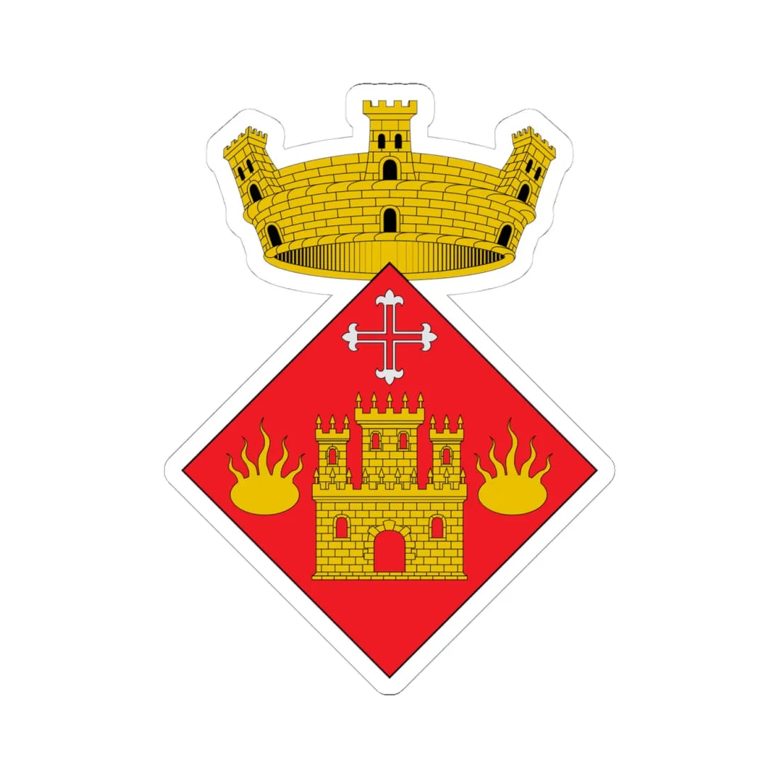 Escut de Brunyola (Spain) (Coat of Arms) STICKER Vinyl Kiss-Cut Decal 4 Inch White - The Sticker Space