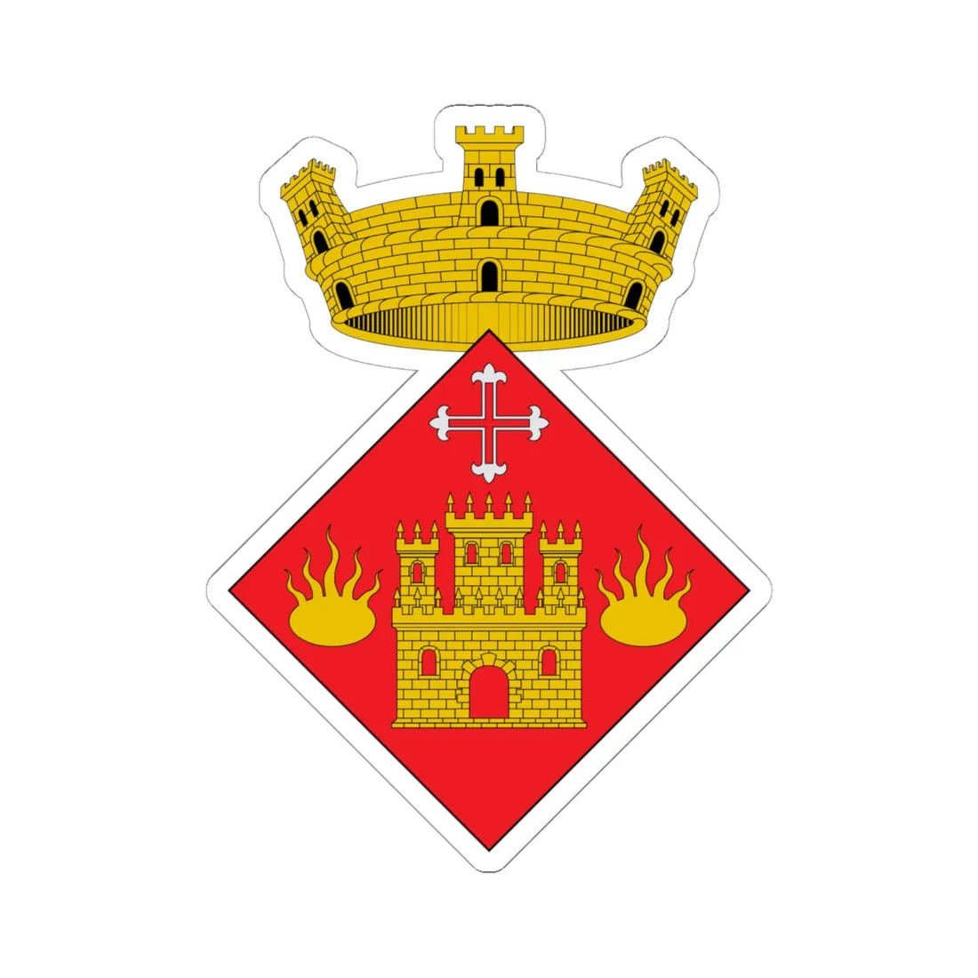 Escut de Brunyola (Spain) (Coat of Arms) STICKER Vinyl Kiss-Cut Decal 6 Inch White - The Sticker Space