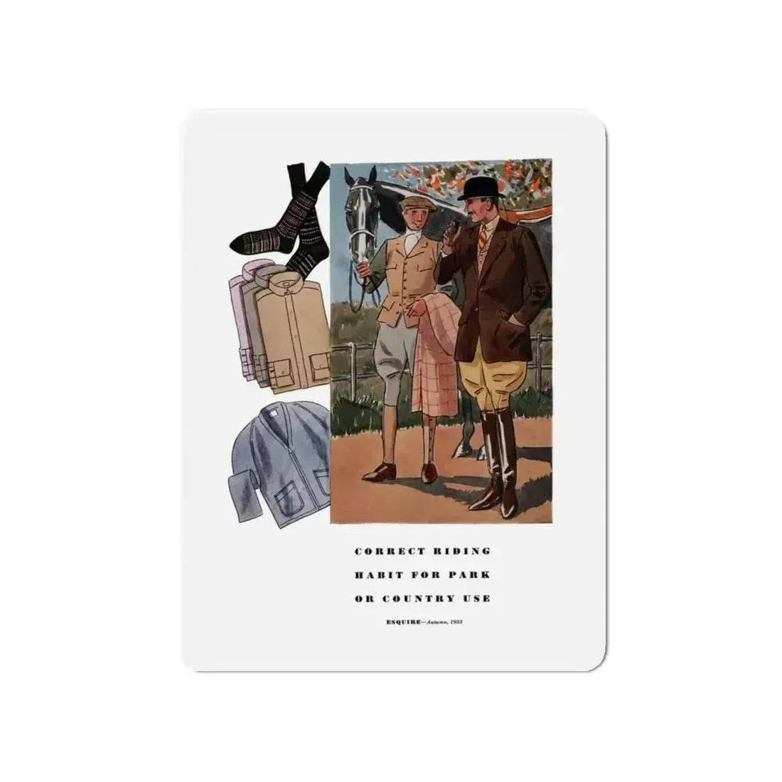 Esquire Fashion Illustration, Autumn 1933 (13) (Magazine Illustration) Refrigerator Magnet - The Sticker Space