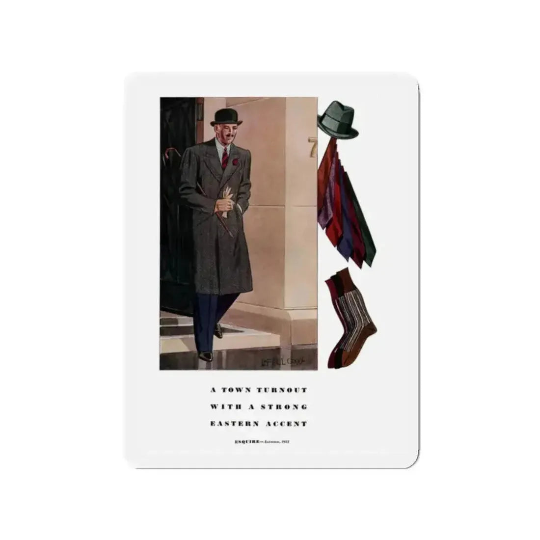 Esquire Fashion Illustration, Autumn 1933 (5) (Magazine Illustration) Refrigerator Magnet - The Sticker Space