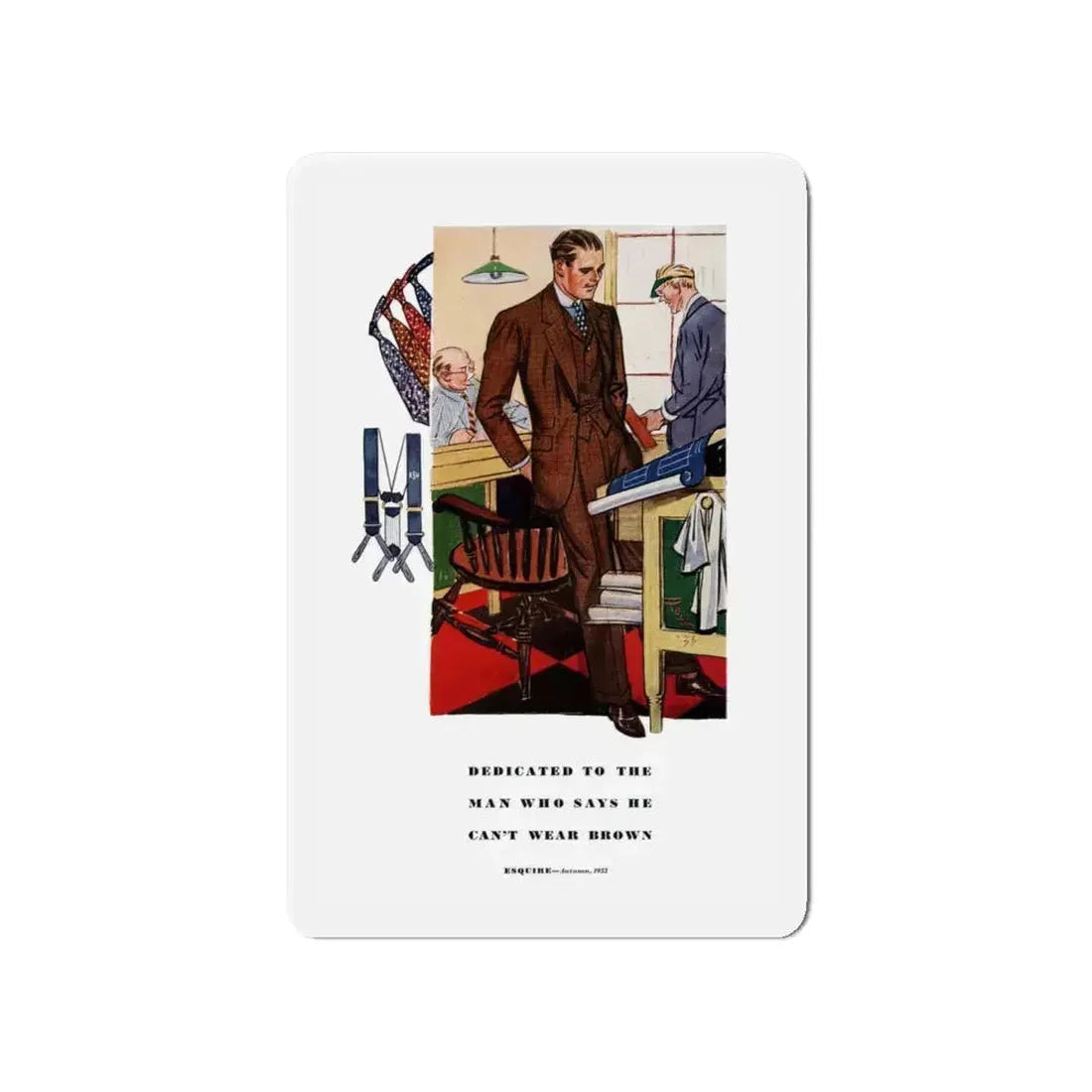 Esquire Fashion Illustration, Autumn 1933 (6) (Magazine Illustration) Refrigerator Magnet 4 Inch Die-Cut - The Sticker Space