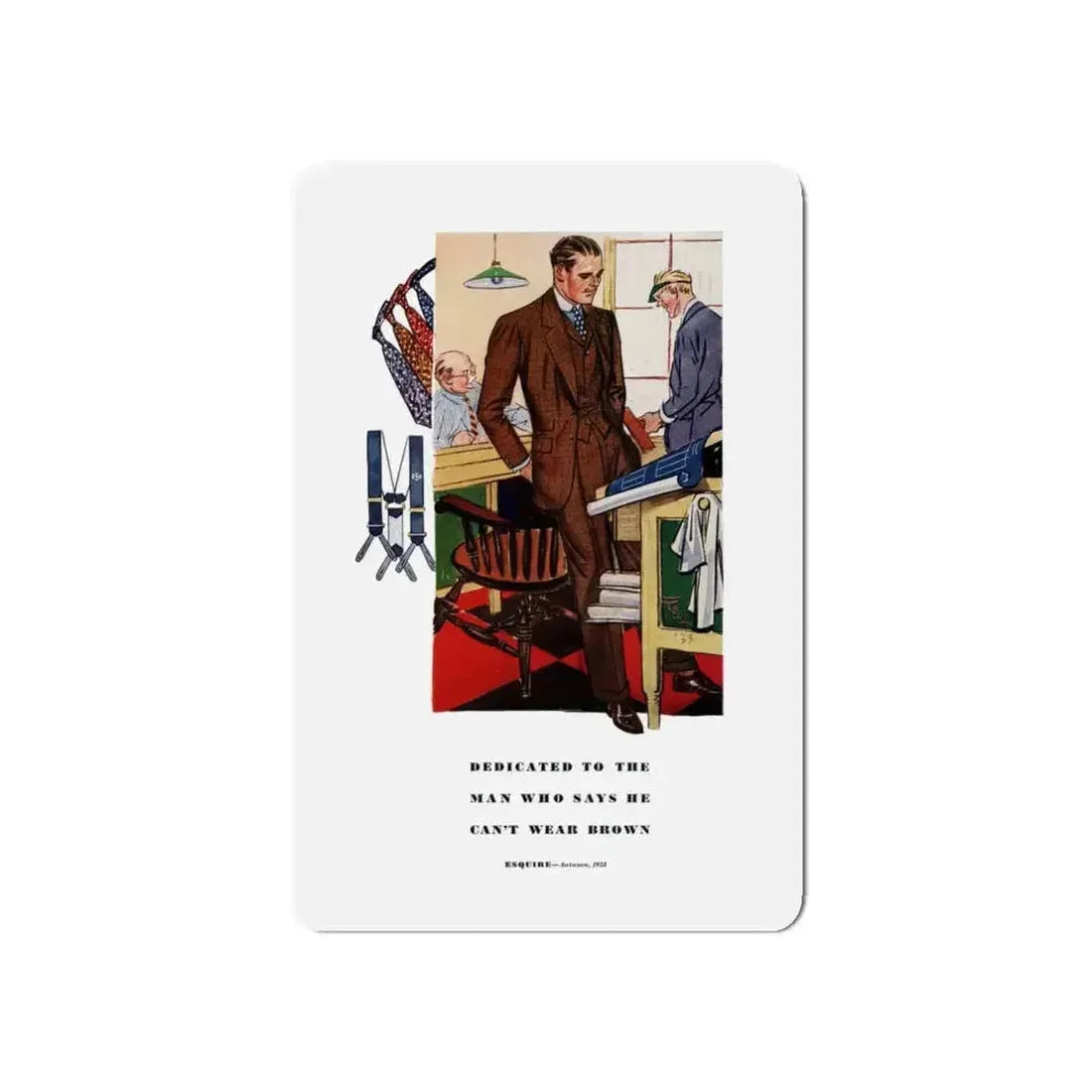 Esquire Fashion Illustration, Autumn 1933 (6) (Magazine Illustration) Refrigerator Magnet - The Sticker Space