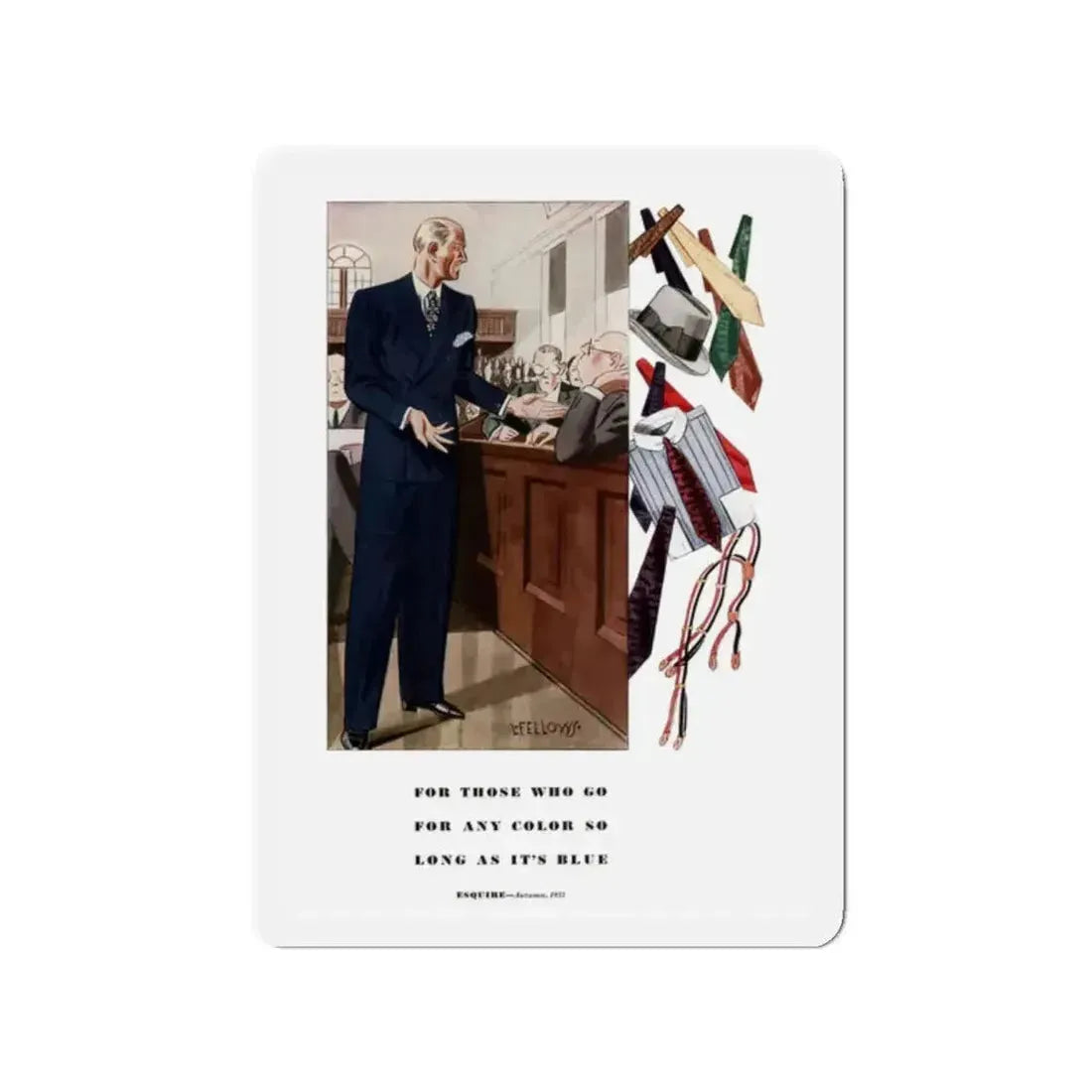 Esquire Fashion Illustration, Autumn 1933 (7) (Magazine Illustration) Refrigerator Magnet - The Sticker Space