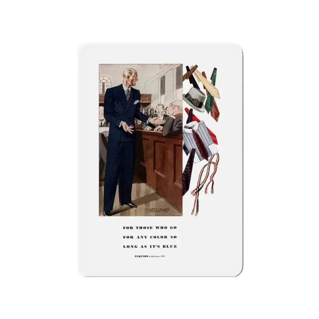 Esquire Fashion Illustration, Autumn 1933 (7) (Magazine Illustration) Refrigerator Magnet - The Sticker Space