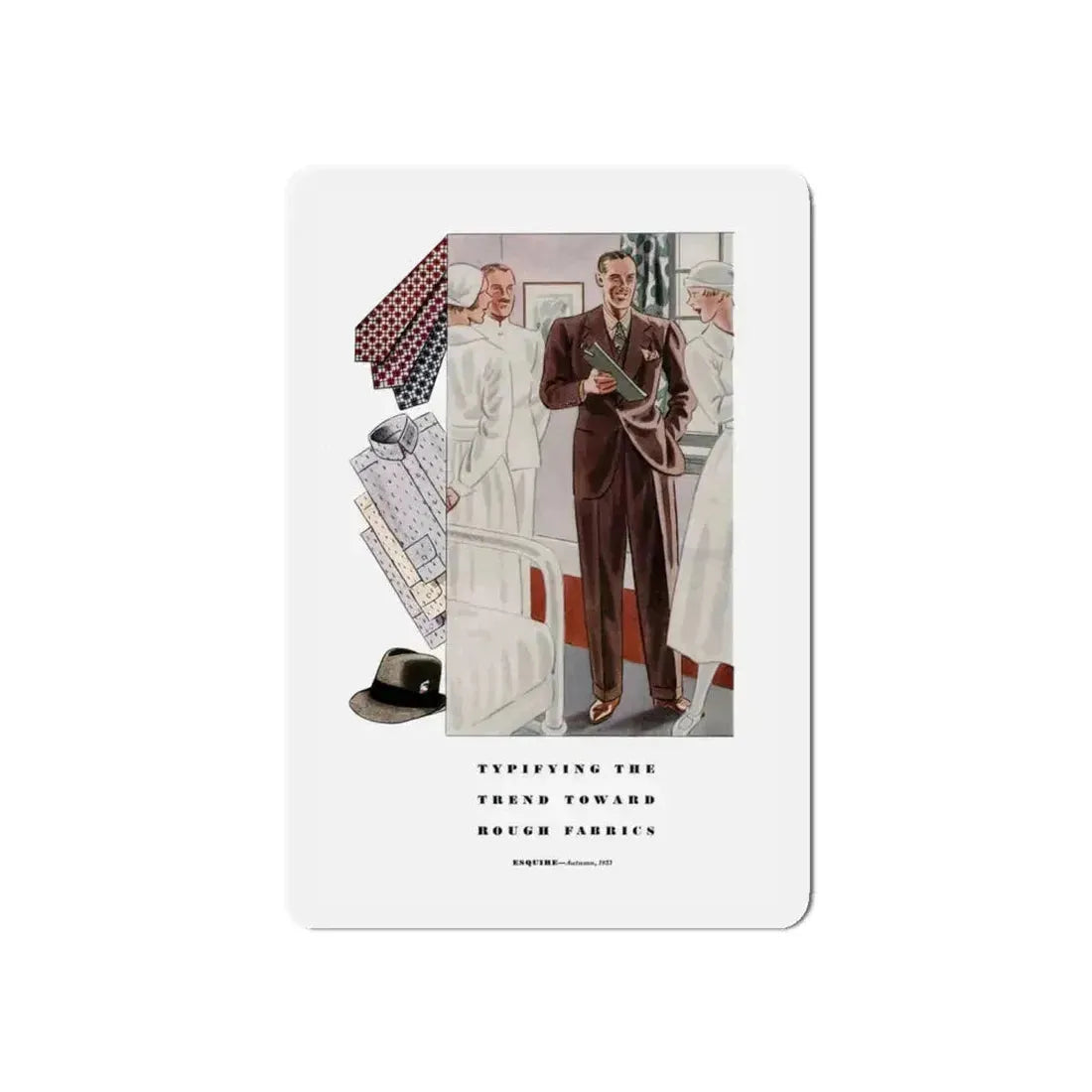 Esquire Fashion Illustration, Autumn 1933 (8) (Magazine Illustration) Refrigerator Magnet 6 Inch Die-Cut - The Sticker Space