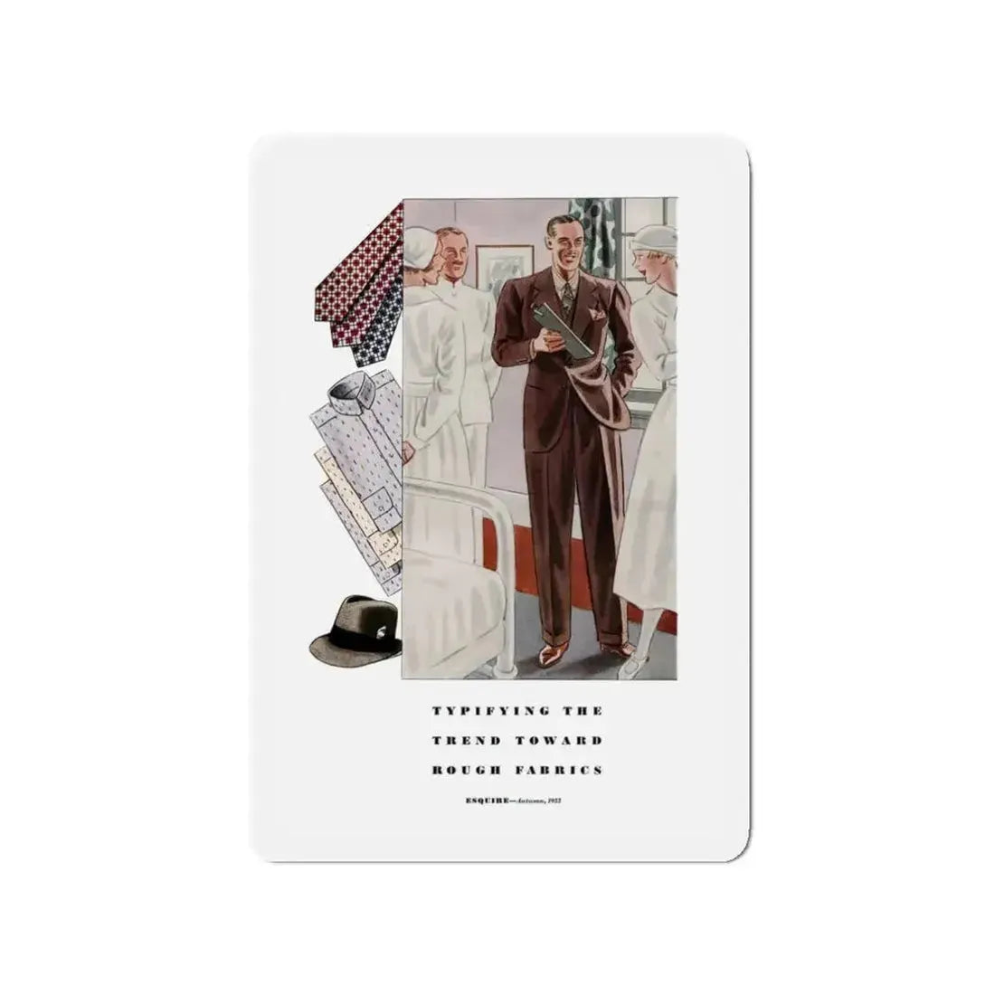 Esquire Fashion Illustration, Autumn 1933 (8) (Magazine Illustration) Refrigerator Magnet - The Sticker Space