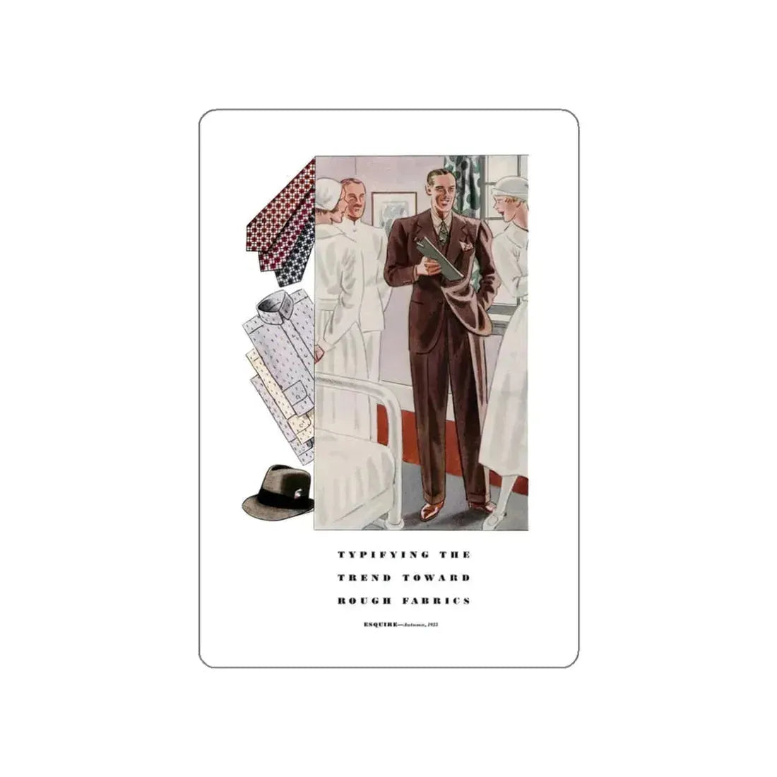 Esquire Fashion Illustration, Autumn 1933 (8) (Magazine Illustration) STICKER Vinyl Die-Cut Decal White Die-Cut 3 Inch - The Sticker Space
