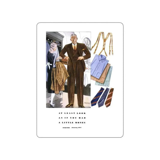 Esquire Fashion Illustration, January 1934 (7) (Magazine Illustration) STICKER Vinyl Die-Cut Decal White Die-Cut 2 Inch - The Sticker Space