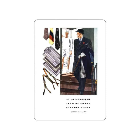 Esquire Fashion Illustration, January 1934 (8) (Magazine Illustration) STICKER Vinyl Die-Cut Decal White Die-Cut 2 Inch - The Sticker Space