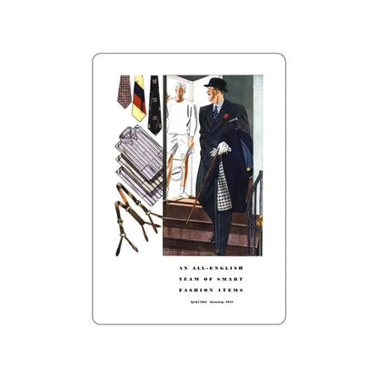 Esquire Fashion Illustration, January 1934 (8) (Magazine Illustration) STICKER Vinyl Die-Cut Decal White Die-Cut 6 Inch - The Sticker Space