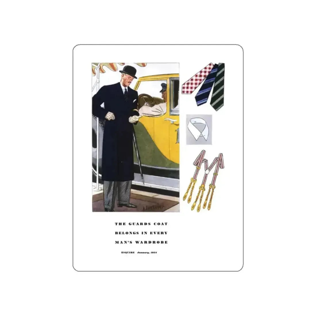 Esquire Fashion Illustration, January 1934 (9) (Magazine Illustration) STICKER Vinyl Die-Cut Decal - The Sticker Space