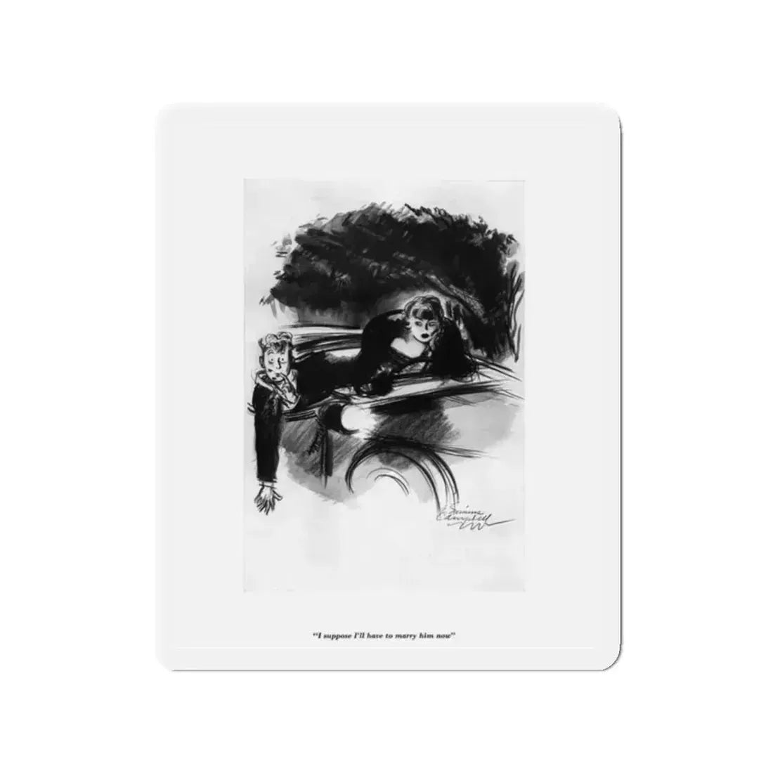 Esquire Illustration, January 1934 (p. 48) (Magazine Illustration) Refrigerator Magnet 2 Inch Die-Cut - The Sticker Space