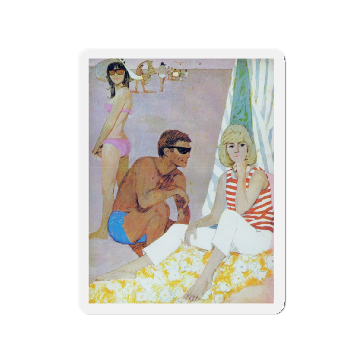 Essential Services, Cosmopolitan, September 1966 (Magazine Illustration) Refrigerator Magnet-2" x 2"-The Sticker Space