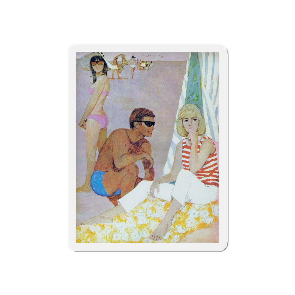 Essential Services, Cosmopolitan, September 1966 (Magazine Illustration) Refrigerator Magnet-3" x 3"-The Sticker Space