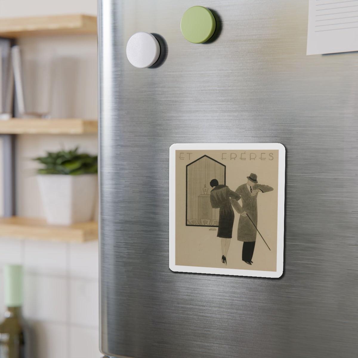 Et Freres (Magazine Illustration) Refrigerator Magnet-The Sticker Space