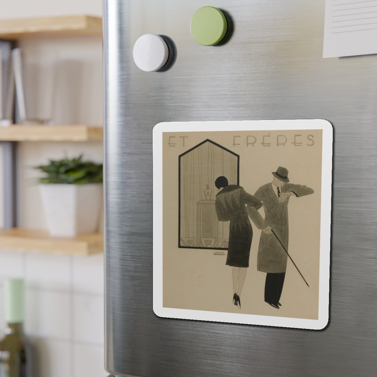 Et Freres (Magazine Illustration) Refrigerator Magnet-The Sticker Space