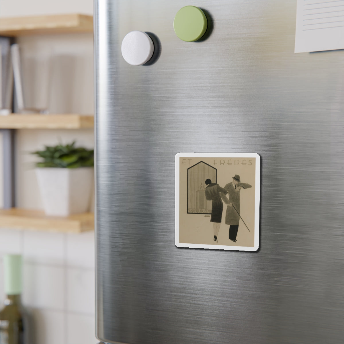 Et Freres (Magazine Illustration) Refrigerator Magnet-The Sticker Space