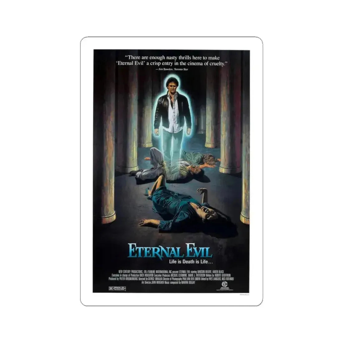 ETERNAL EVIL 1985 Movie Poster - STICKER Vinyl Kiss-Cut Decal 3 Inch White - The Sticker Space