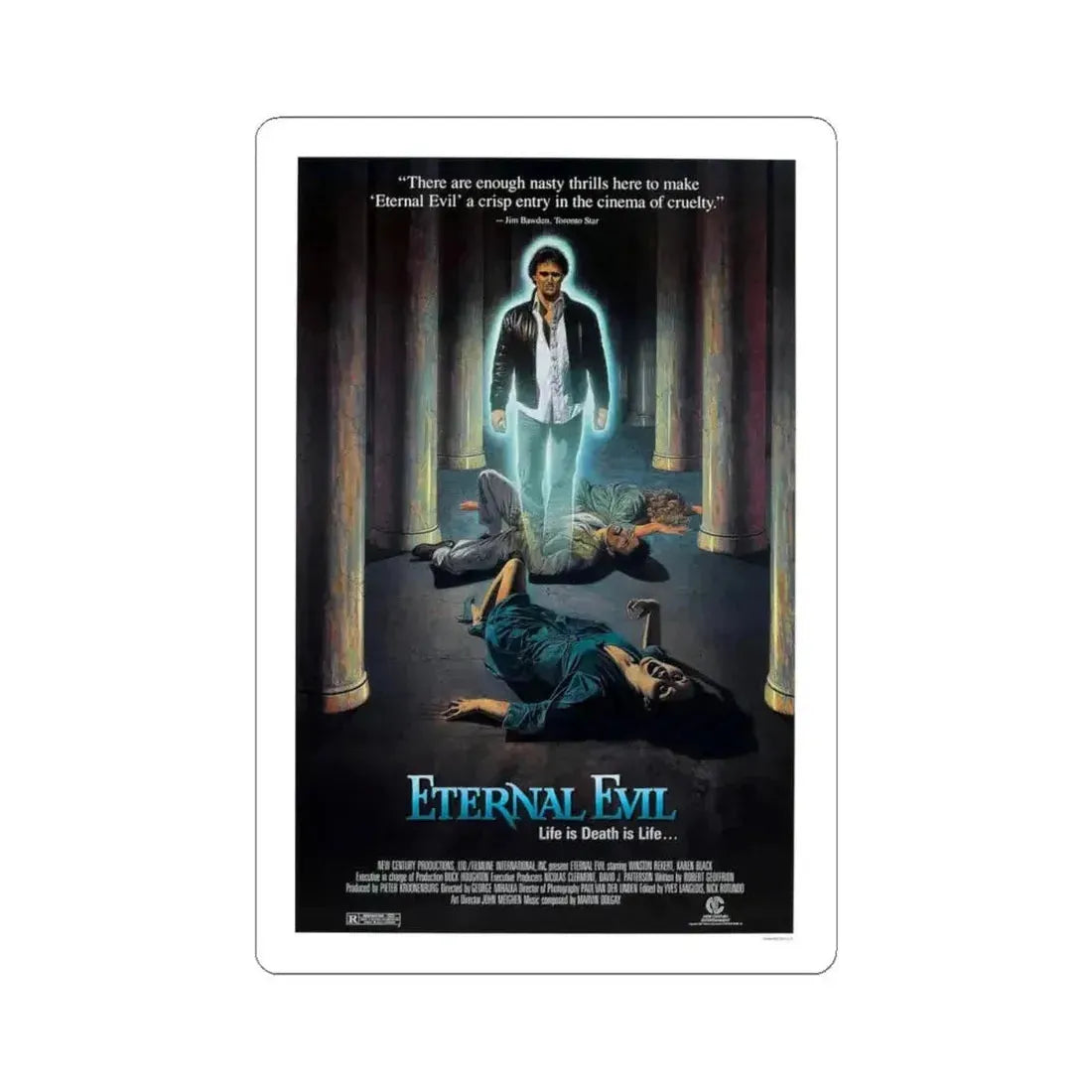 ETERNAL EVIL 1985 Movie Poster - STICKER Vinyl Kiss-Cut Decal 4 Inch White - The Sticker Space