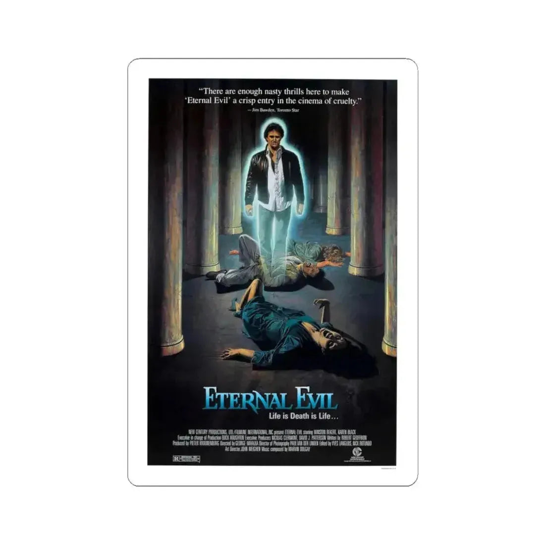 ETERNAL EVIL 1985 Movie Poster - STICKER Vinyl Kiss-Cut Decal 6 Inch White - The Sticker Space