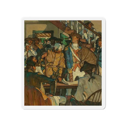 Ethan Allen Plotting the Capture of Fort Ticonderoga, 1936 (Magazine Illustration) Refrigerator Magnet 2 Inch Die-Cut - The Sticker Space