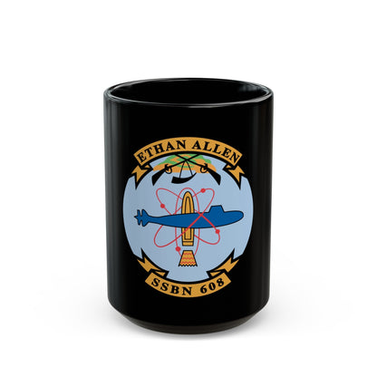 Ethan Allen SSBN 608 (U.S. Navy) Black Coffee Mug-15oz-The Sticker Space