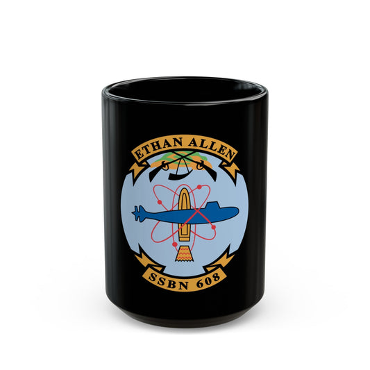 Ethan Allen SSBN 608 (U.S. Navy) Black Coffee Mug-15oz-The Sticker Space