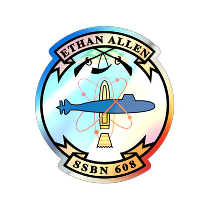 Ethan Allen SSBN 608 (U.S. Navy) Holographic STICKER Die-Cut Vinyl Decal-3 Inch-The Sticker Space