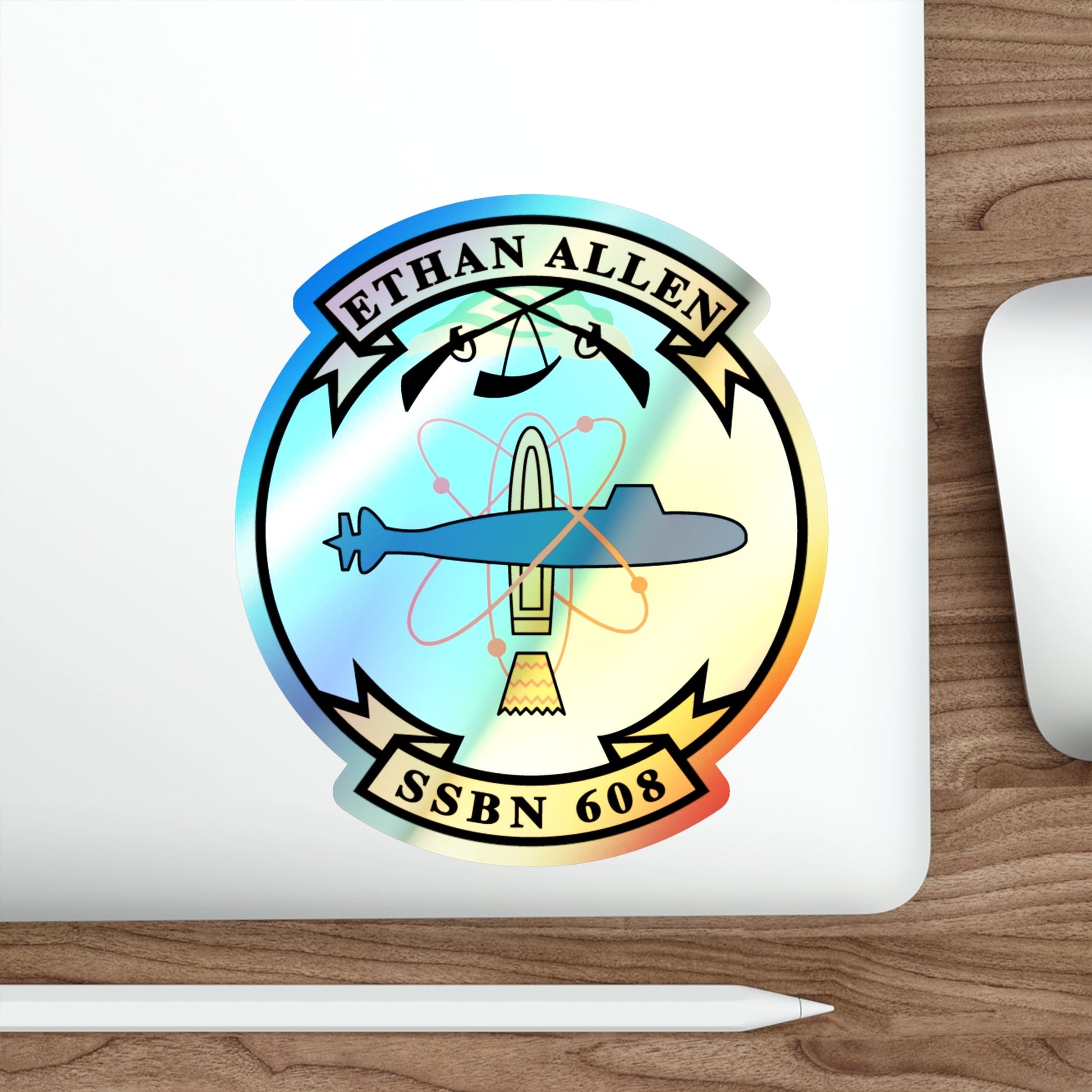 Ethan Allen SSBN 608 (U.S. Navy) Holographic STICKER Die-Cut Vinyl Decal-The Sticker Space