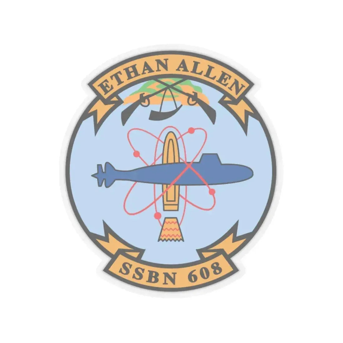 Ethan Allen SSBN 608 (U.S. Navy) STICKER Vinyl Kiss-Cut Decal 4 Inch Transparent - The Sticker Space