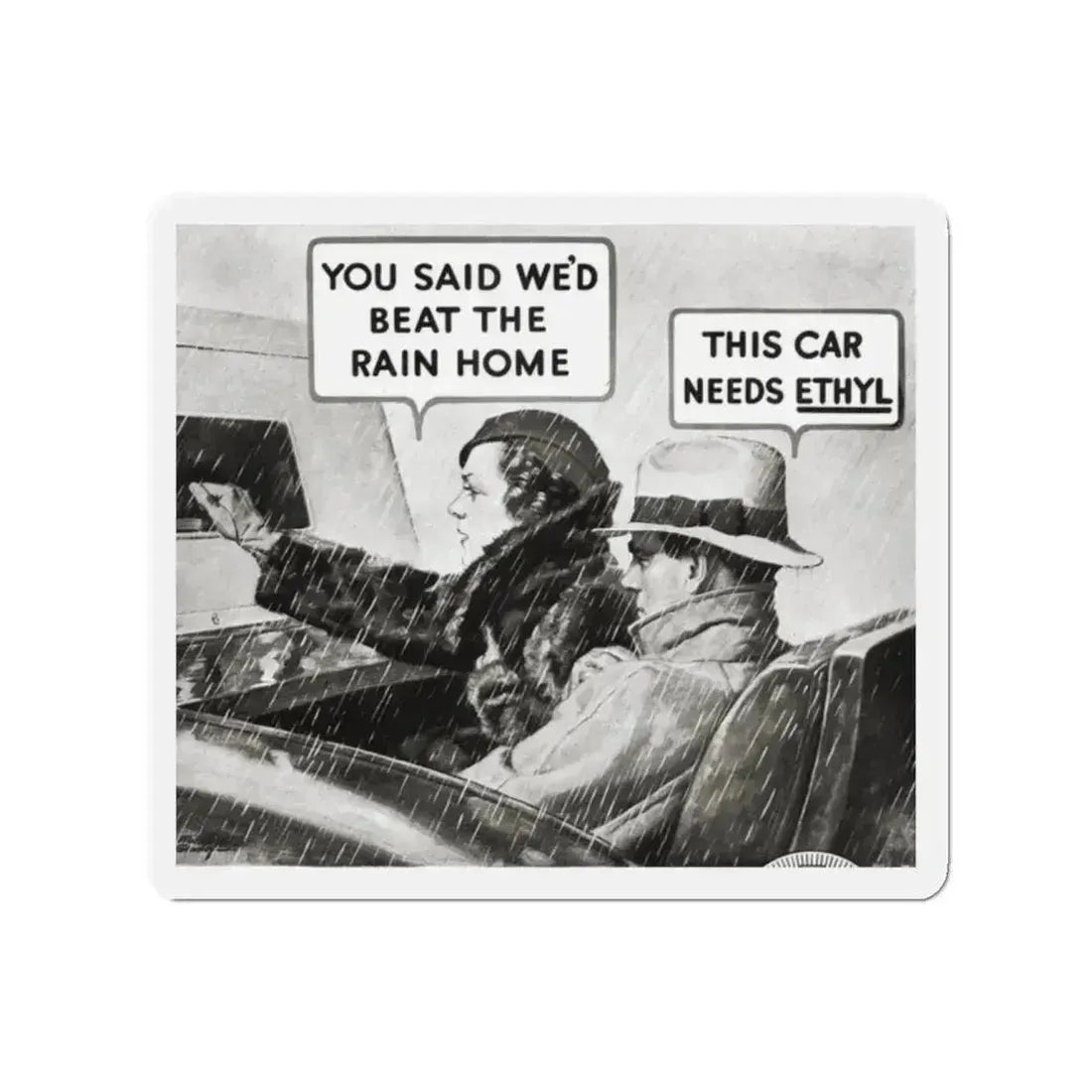 Ethyl advertisement, Redbook, December 1933 (Magazine Illustration) Refrigerator Magnet 2 Inch Die-Cut - The Sticker Space