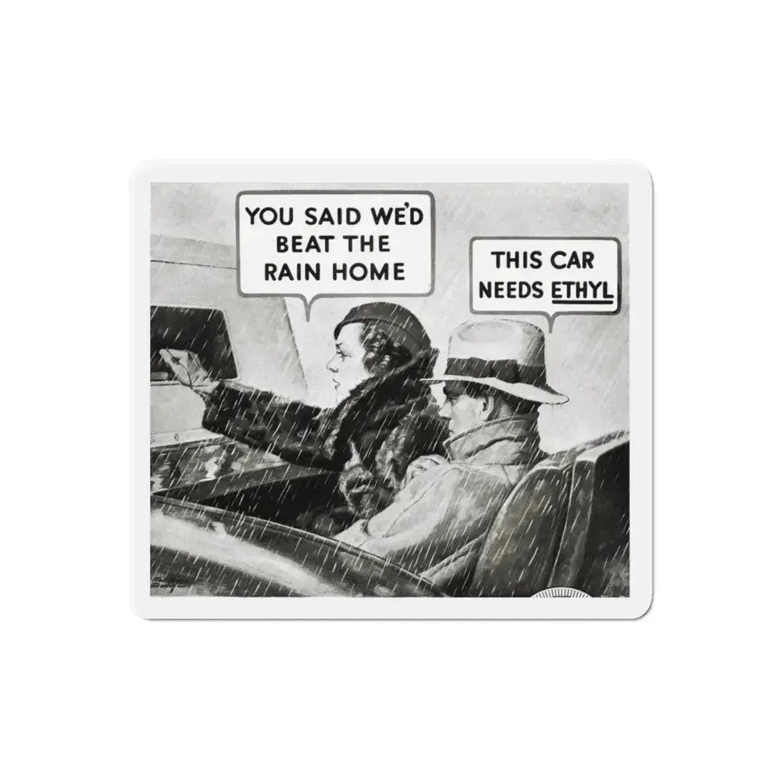 Ethyl advertisement, Redbook, December 1933 (Magazine Illustration) Refrigerator Magnet 6 Inch Die-Cut - The Sticker Space